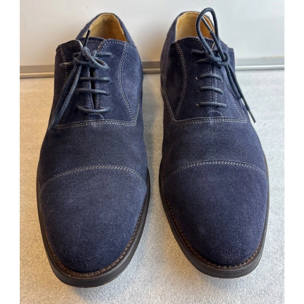 Minelli Blue Suede Round Toe Lace Oxford Dress Shoes Men's Size 42 US 9